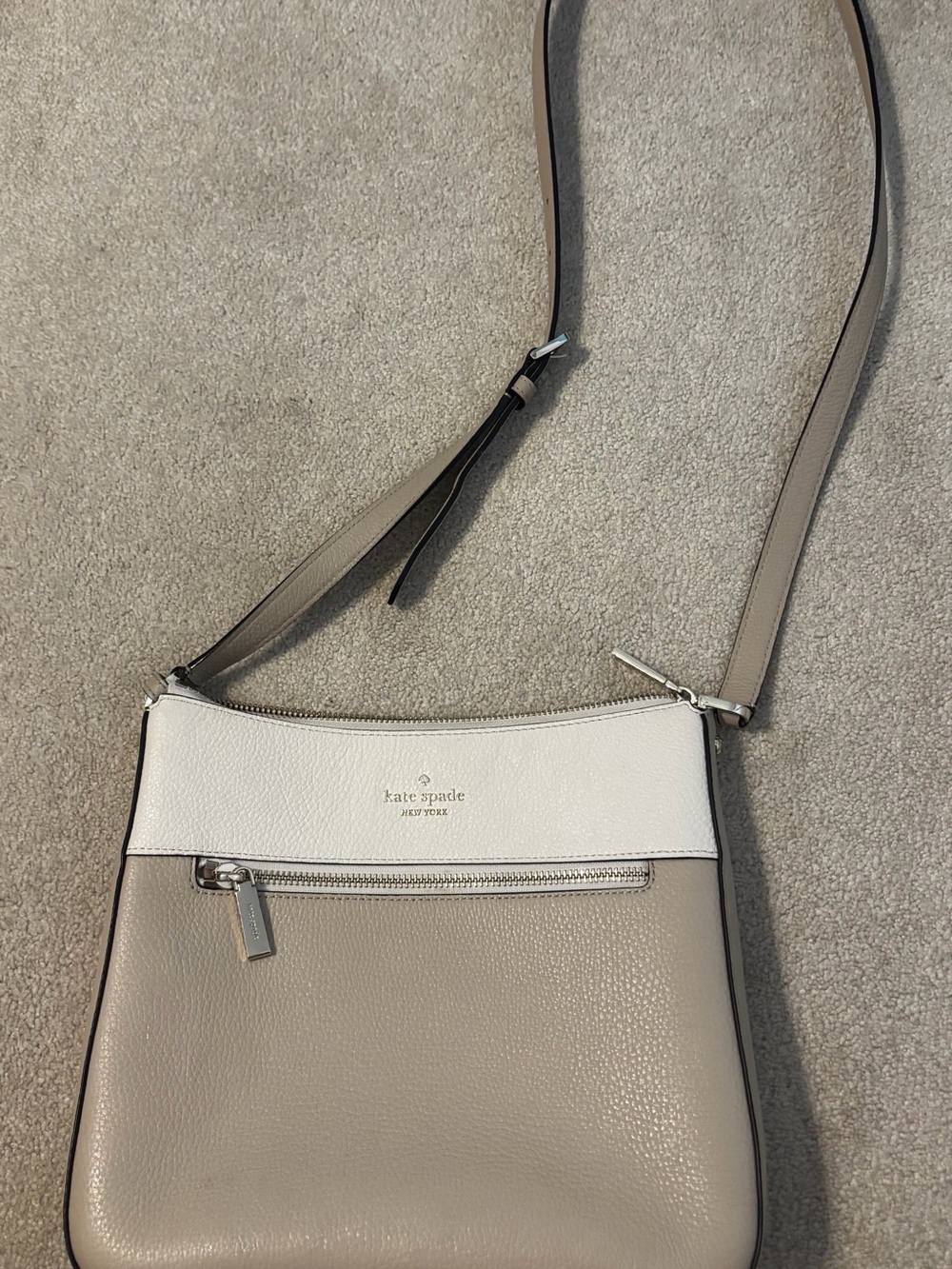kate spade Two-Tone White and Taupe Crossbody Bag